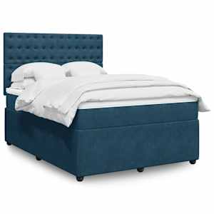 Box spring postel s matrací modrá 160 x 200 cm samet - obrázek 1