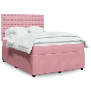 Box spring postel s matrací růžová 160x200 cm samet - obrázek 1