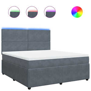 Box spring postel s matrací tmavě šedá 180x200 cm samet - obrázek 2