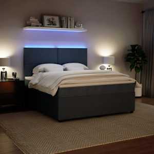 Box spring postel s matrací tmavě šedá 180x200 cm samet - obrázek 4