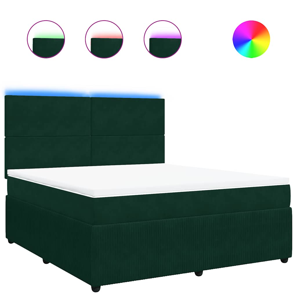 vidaXL Boxspring met matras fluweel donkergroen 180x200 cm groen, foto 3