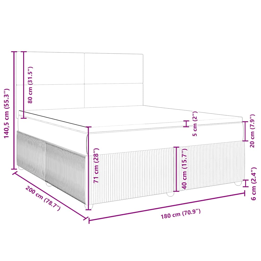 Box spring postel s matrací modrá 180 x 200 cm samet - obrázek 18