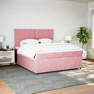 Box spring postel s matrací růžová 180x200 cm samet - obrázek 5