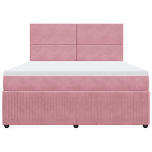 Box spring postel s matrací růžová 180x200 cm samet - obrázek 6