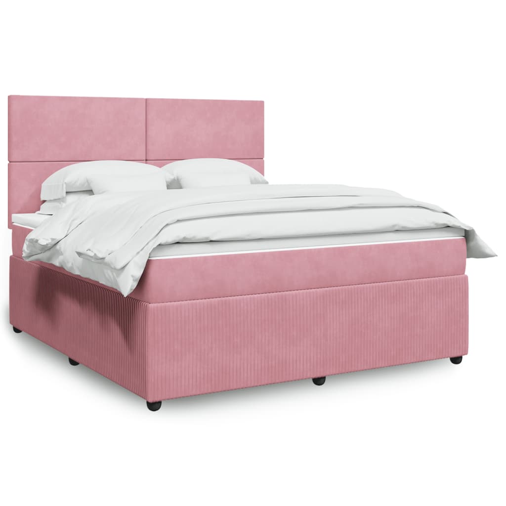 Boxspringbett mit Matratze Rosa 180×200 cm Samt