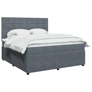 Box spring postel s matrací tmavě šedá 180x200 cm samet - obrázek 1