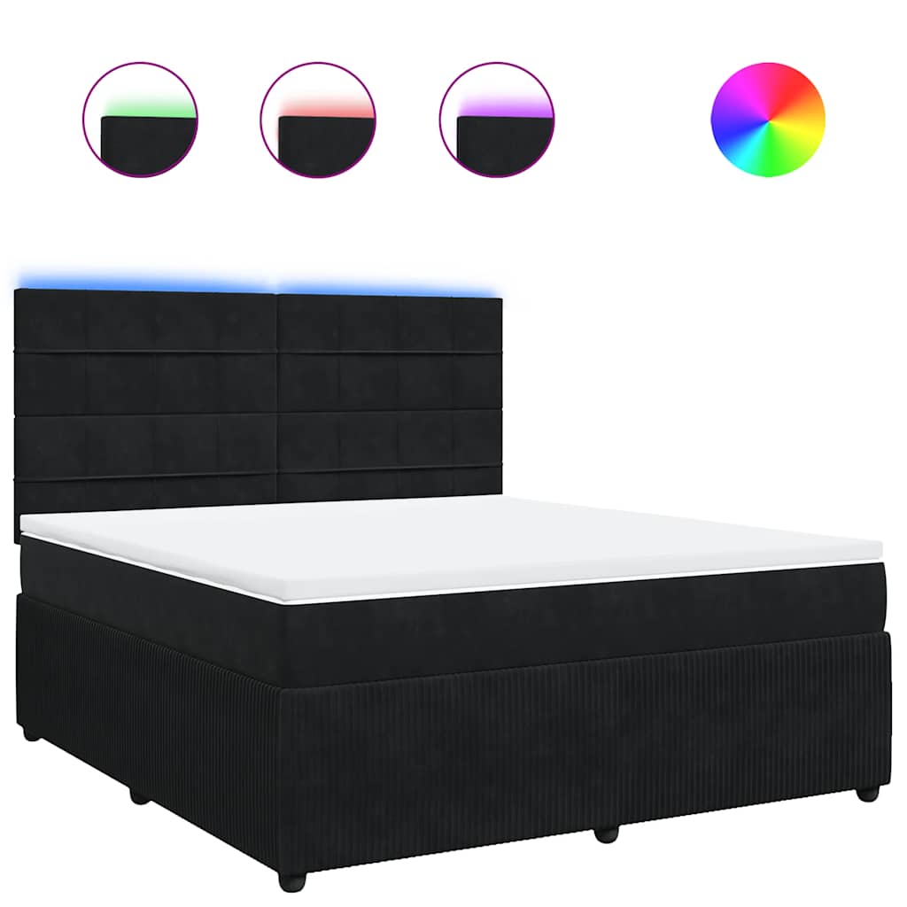 vidaXL Box spring postel s matrací černá 180x200 cm samet