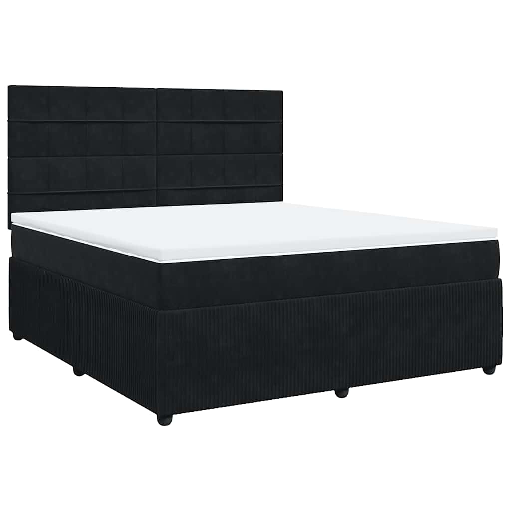 vidaXL Boxspring met matras fluweel zwart 180x200 cm afbeelding