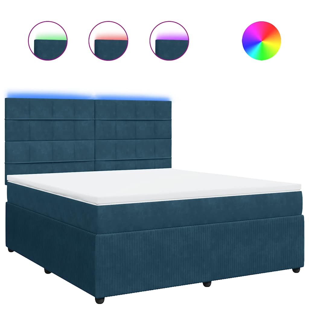 Thumbnail - vidaXL Boxspringbett mit Matratze Blau 180x200 cm Samt