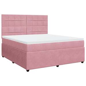 Box spring postel s matrací růžová 180x200 cm samet - obrázek 3