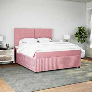 Box spring postel s matrací růžová 180x200 cm samet - obrázek 5