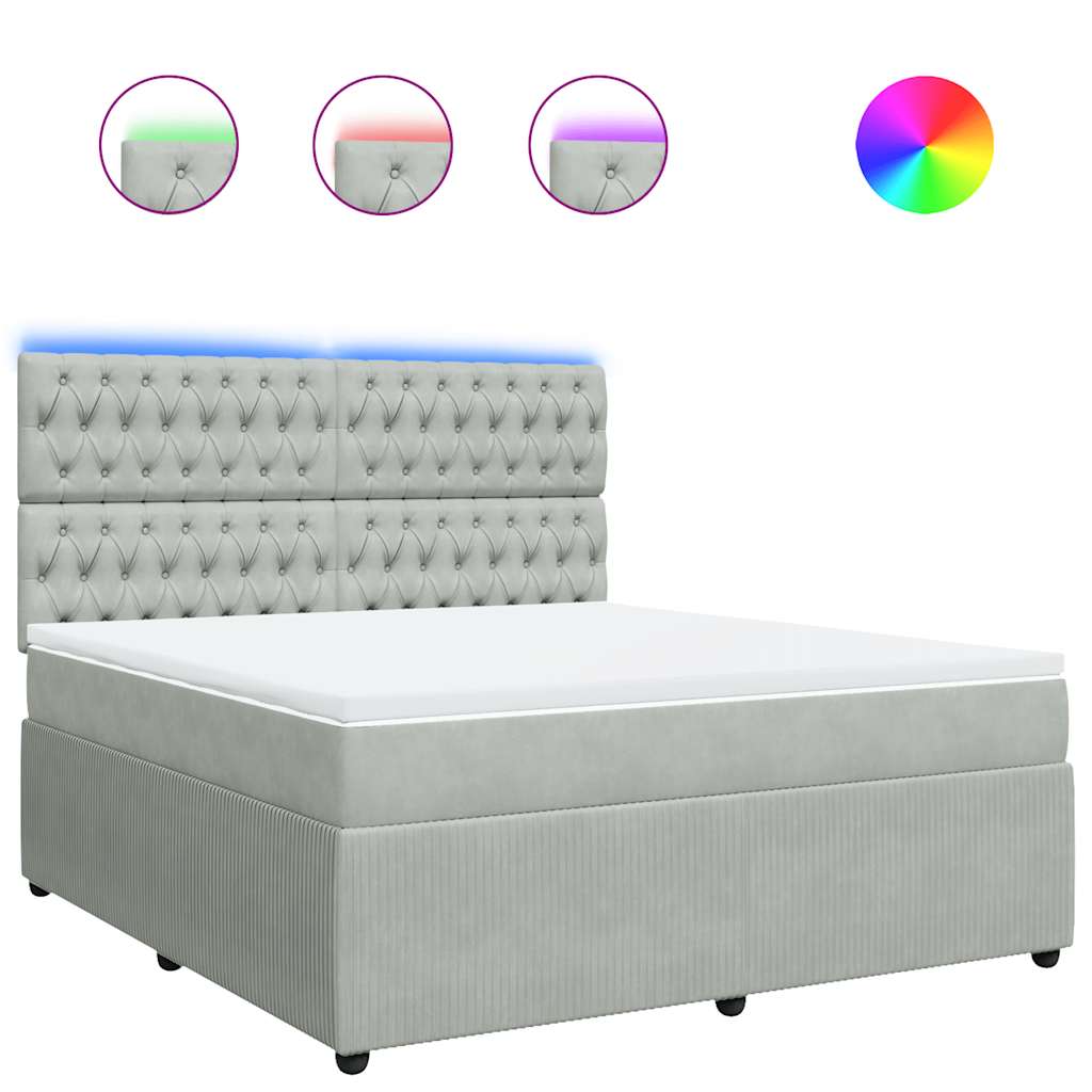 vidaXL Box spring postel s matrací světle šedá 180x200 cm samet