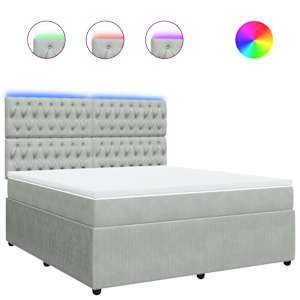Box spring postel s matrací světle šedá 180x200 cm samet - obrázek 2