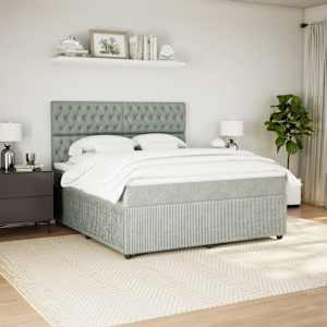 Box spring postel s matrací světle šedá 180x200 cm samet - obrázek 5