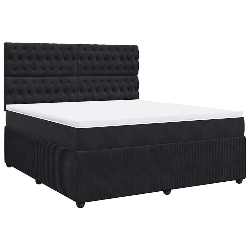 vidaXL Boxspring met matras fluweel zwart 180x200 cm afbeelding