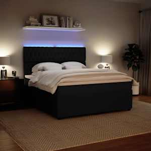 Box spring postel s matrací černá 180x200 cm samet - obrázek 4