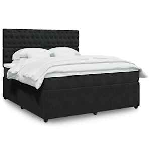Box spring postel s matrací černá 180x200 cm samet - obrázek 1