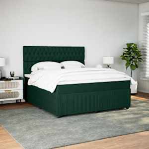 Box spring postel s matrací tmavě zelená 180x200 cm samet - obrázek 5