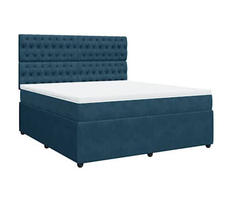 vidaXL Cama box spring con colch&oacute;n terciopelo azul 180x200 cm