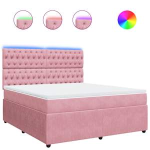Box spring postel s matrací růžová 180x200 cm samet - obrázek 2