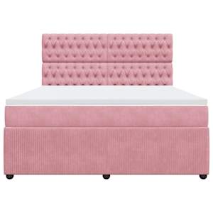 Box spring postel s matrací růžová 180x200 cm samet - obrázek 6