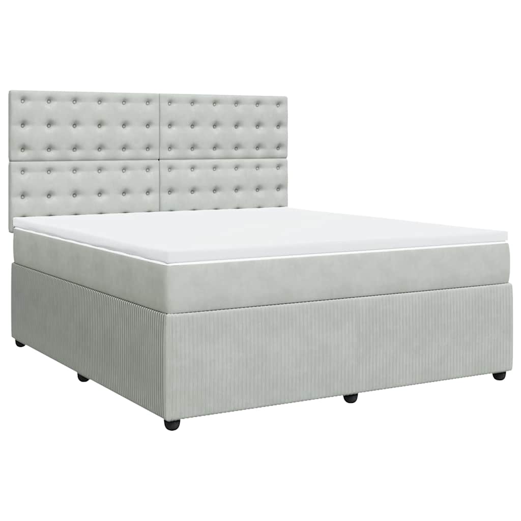 vidaXL Boxspring met matras fluweel lichtgrijs 180x200 cm afbeelding