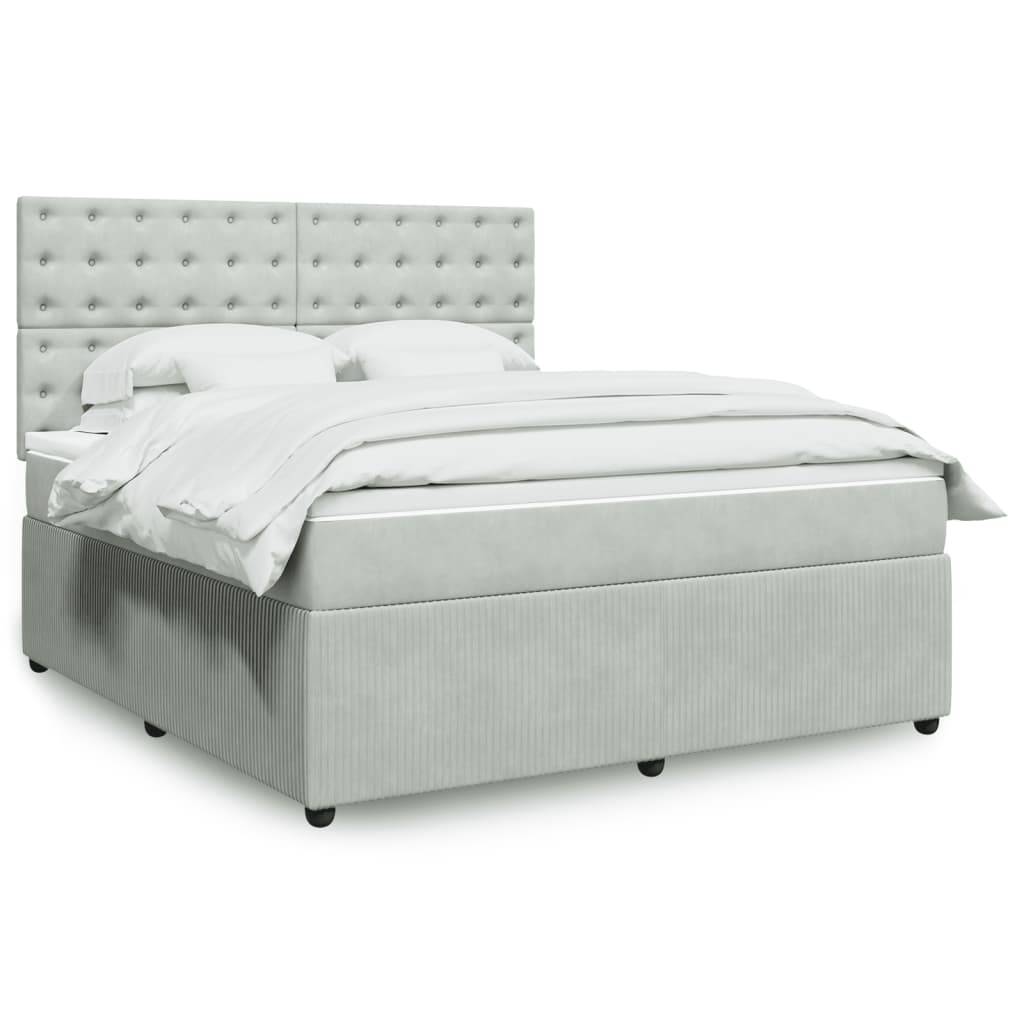 Boxspringbett mit Matratze Hellgrau 180×200 cm Samt