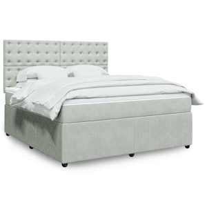 Box spring postel s matrací světle šedá 180x200 cm samet - obrázek 1