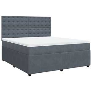 Box spring postel s matrací tmavě šedá 180x200 cm samet - obrázek 3