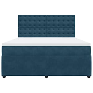 Box spring postel s matrací modrá 180 x 200 cm samet - obrázek 6