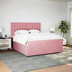 Box spring postel s matrací růžová 180x200 cm samet - obrázek 5