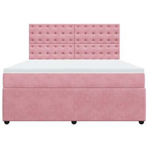 Box spring postel s matrací růžová 180x200 cm samet - obrázek 6