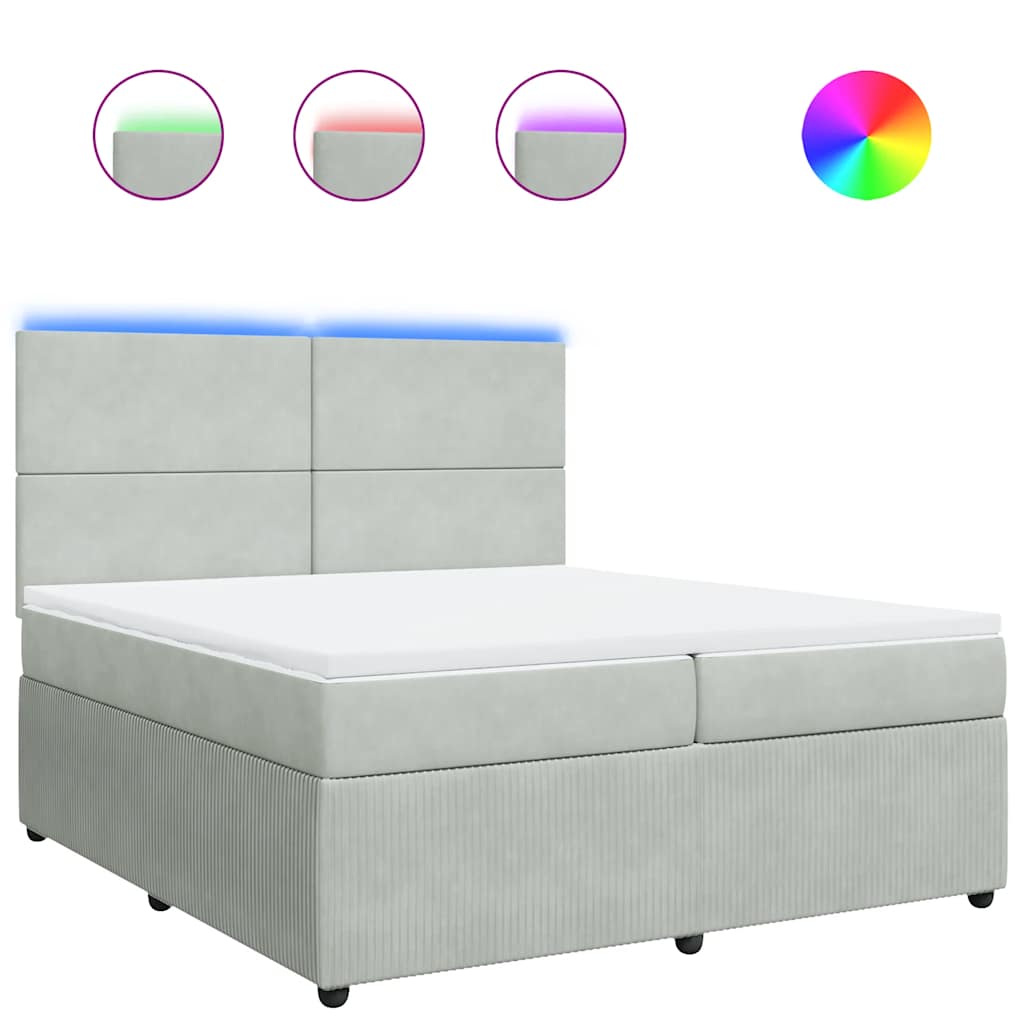 vidaXL Box spring postel s matrací světle šedá 200x200 cm samet