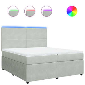 Box spring postel s matrací světle šedá 200x200 cm samet - obrázek 2