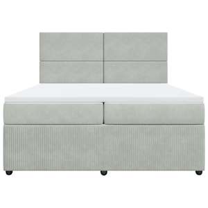 Box spring postel s matrací světle šedá 200x200 cm samet - obrázek 6