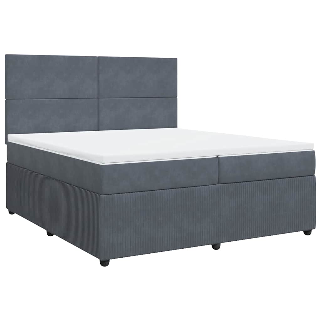 vidaXL Boxspring met matras fluweel donkergrijs 200x200 cm afbeelding