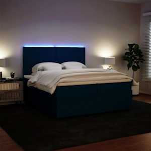 Box spring postel s matrací modrá 200 x 200 cm samet - obrázek 4