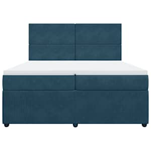 Box spring postel s matrací modrá 200 x 200 cm samet - obrázek 6