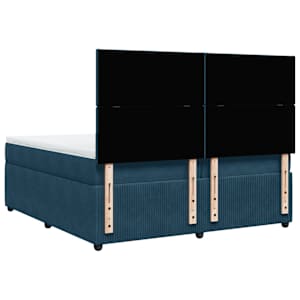 Box spring postel s matrací modrá 200 x 200 cm samet - obrázek 8