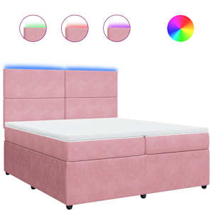 Box spring postel s matrací růžová 200x200 cm samet - obrázek 2