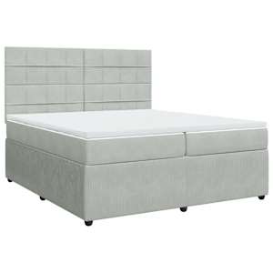 vidaXL Pat box spring cu saltea, gri deschis, 200x200 cm, catifea
