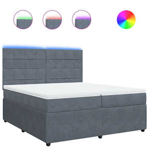 Box spring postel s matrací tmavě šedá 200x200 cm samet - obrázek 2
