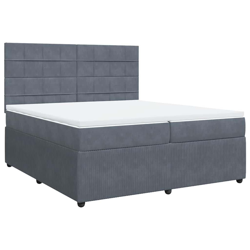 vidaXL Boxspring met matras fluweel donkergrijs 200x200 cm afbeelding