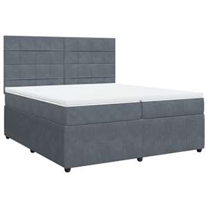 Box spring postel s matrací tmavě šedá 200x200 cm samet - obrázek 3