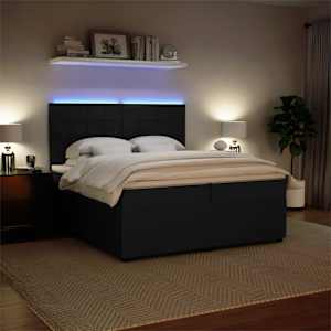 Box spring postel s matrací černá 200x200 cm samet - obrázek 4