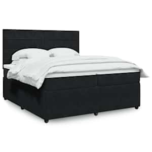 Box spring postel s matrací černá 200x200 cm samet - obrázek 1