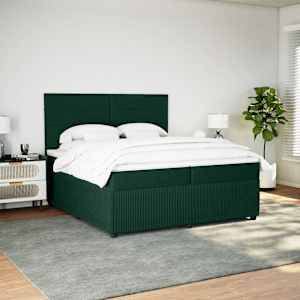Box spring postel s matrací tmavě zelená 200x200 cm samet - obrázek 5