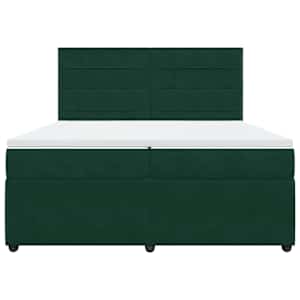 Box spring postel s matrací tmavě zelená 200x200 cm samet - obrázek 6