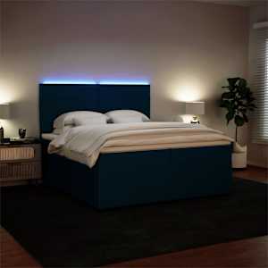 Box spring postel s matrací modrá 200 x 200 cm samet - obrázek 4