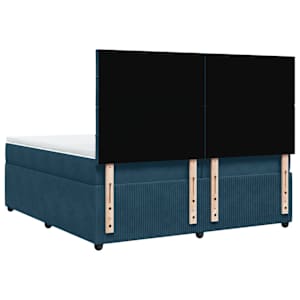 Box spring postel s matrací modrá 200 x 200 cm samet - obrázek 8